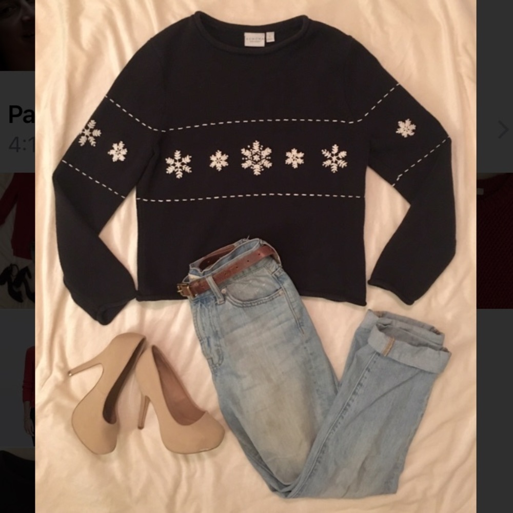 Navy Blue Snowflake Sweater